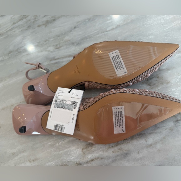 Mango MNG Blush Nude Mesh Slingback Kitten Heels Decorative Balls Euro 39 US 8.5 - Picture 10 of 11